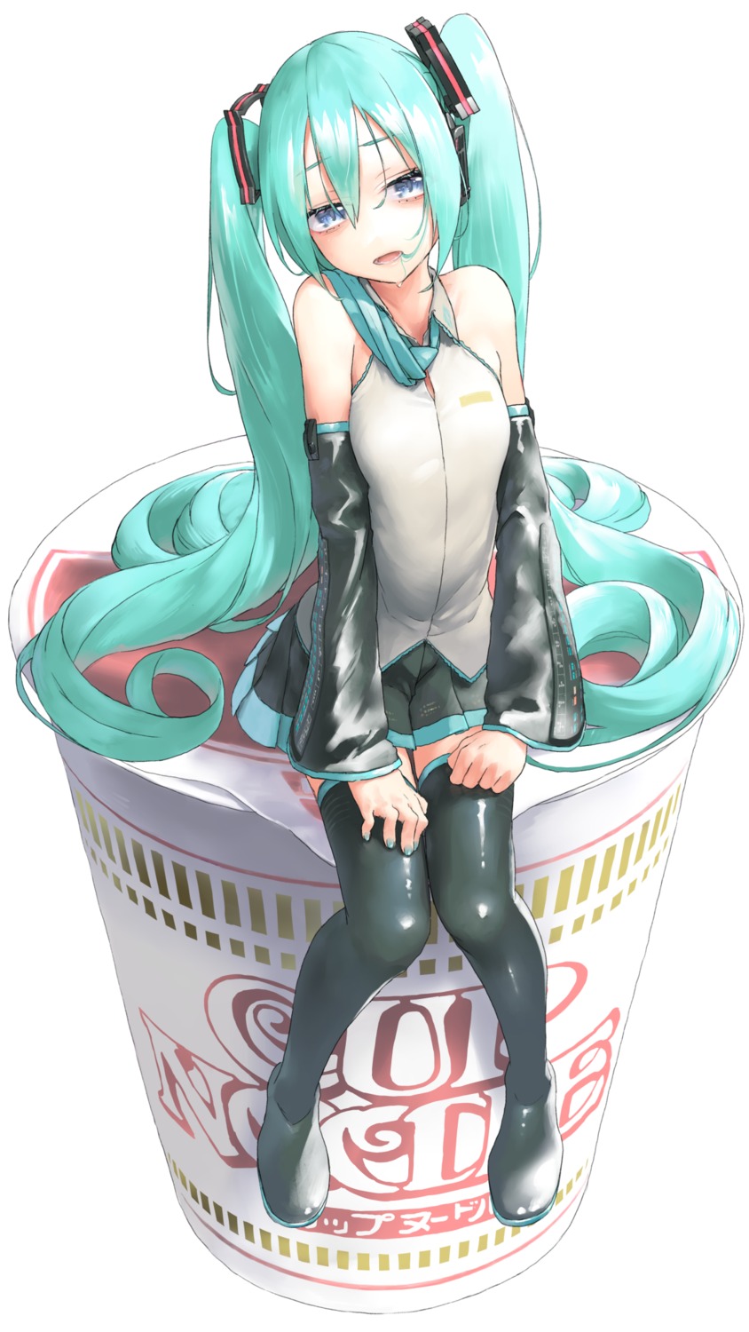 hatsune_miku headphones rsk_(tbhono) thighhighs vocaloid