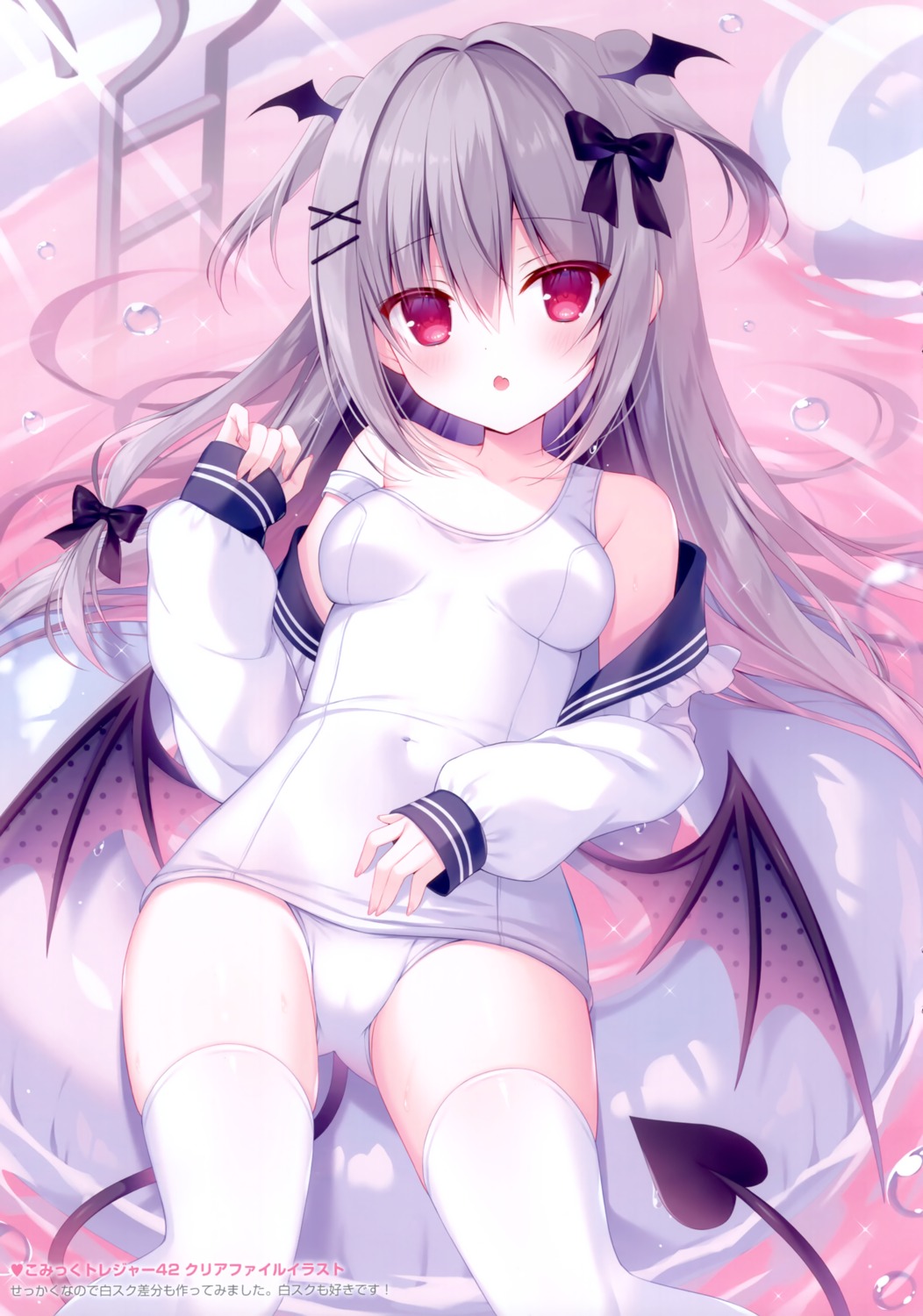 cameltoe devil hasune hasuneya school_swimsuit seifuku swimsuits tail thighhighs wet wings