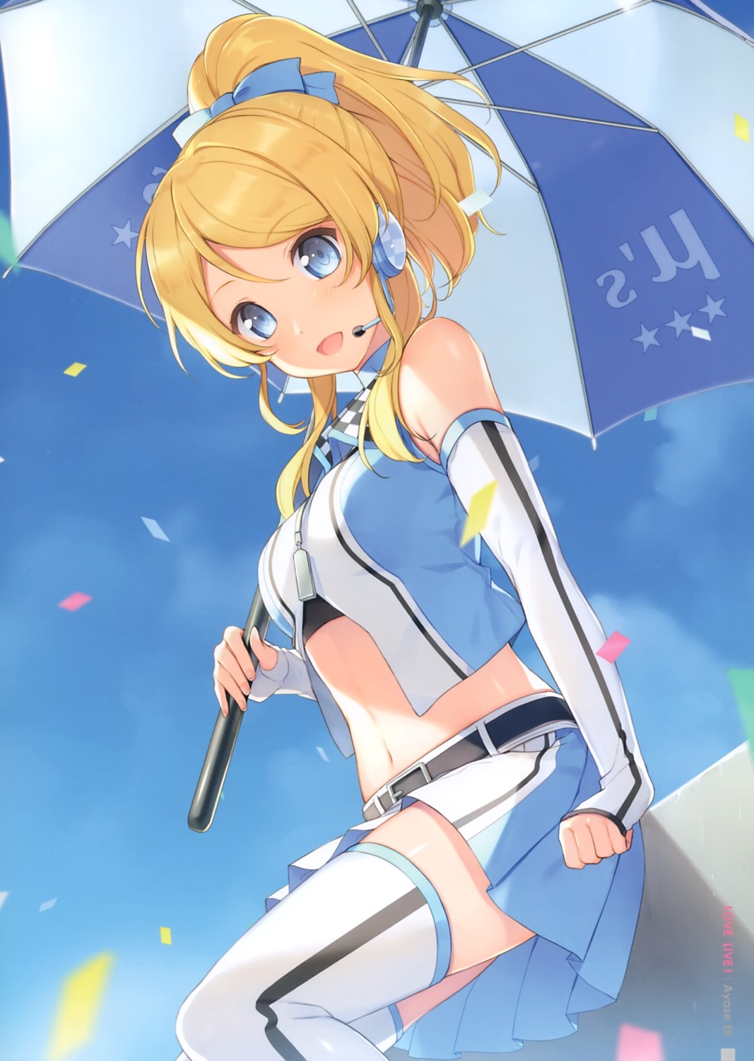 6u ayase_eli eternal_land headphones love_live! thighhighs umbrella