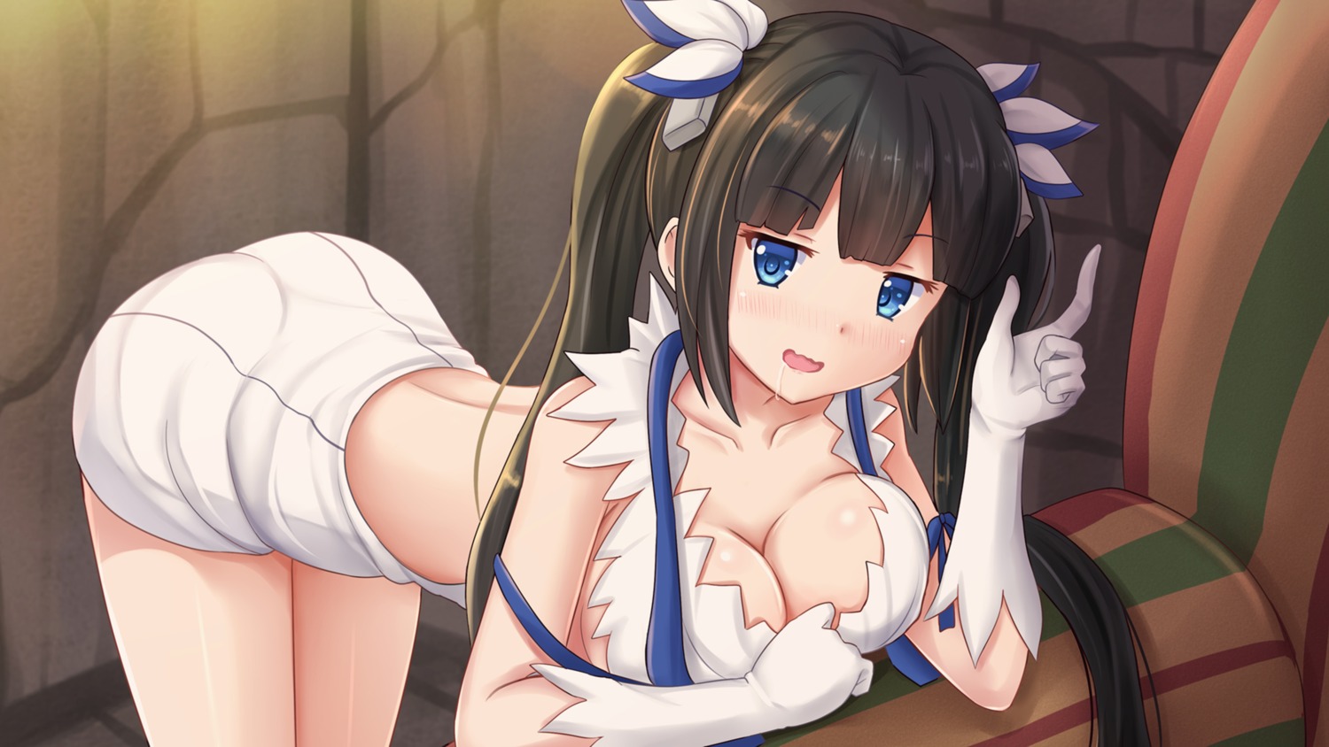 cleavage dress dungeon_ni_deai_wo_motomeru_no_wa_machigatteiru_darou_ka hestia_(danmachi) kazenokaze no_bra