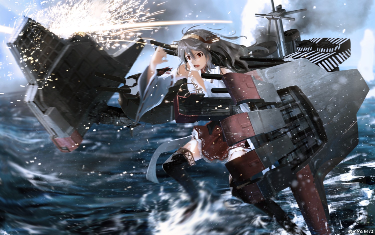 haruna_(kancolle) kantai_collection m-ya thighhighs