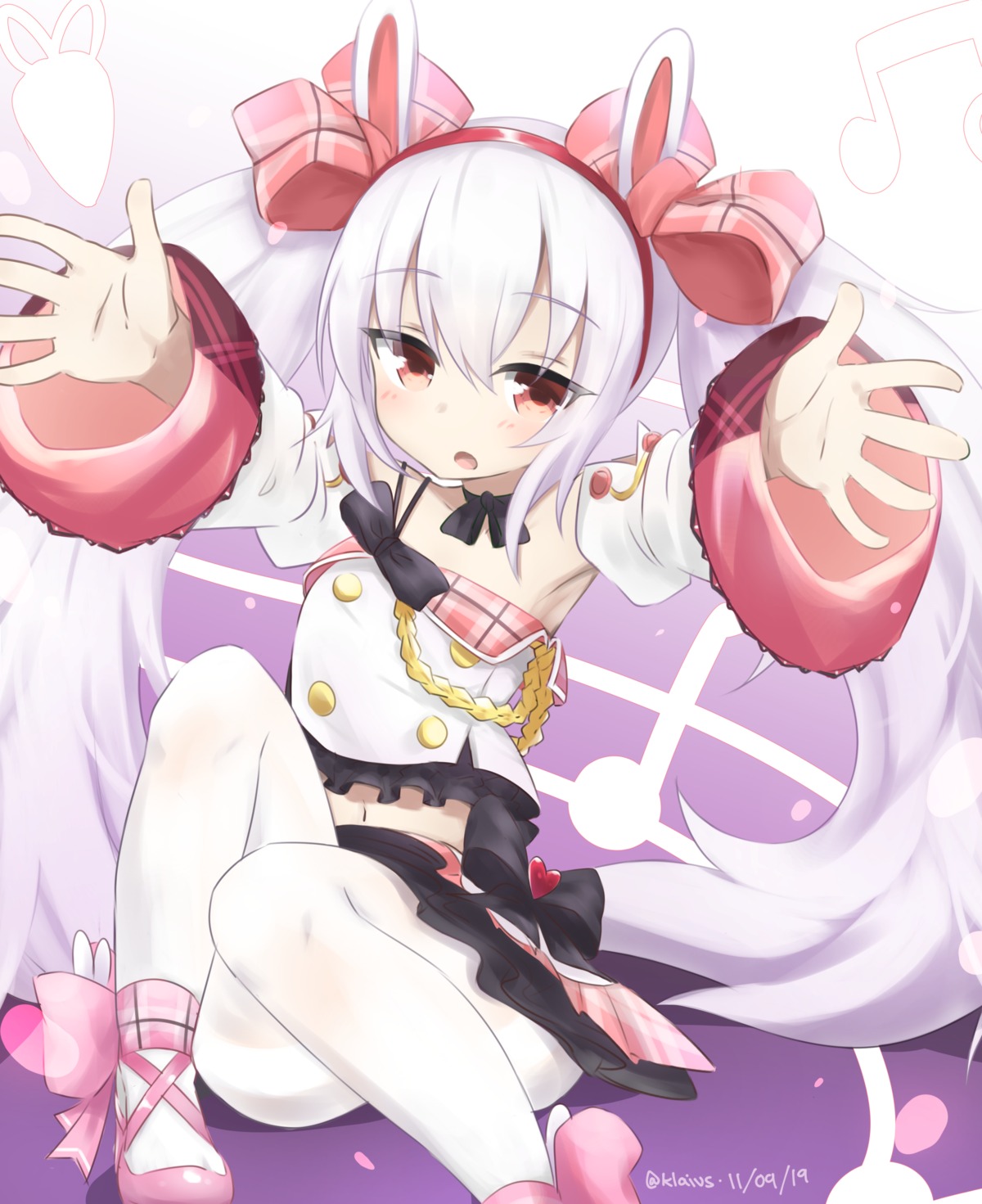 animal_ears azur_lane bunny_ears klaius laffey_(azur_lane) pantyhose skirt_lift