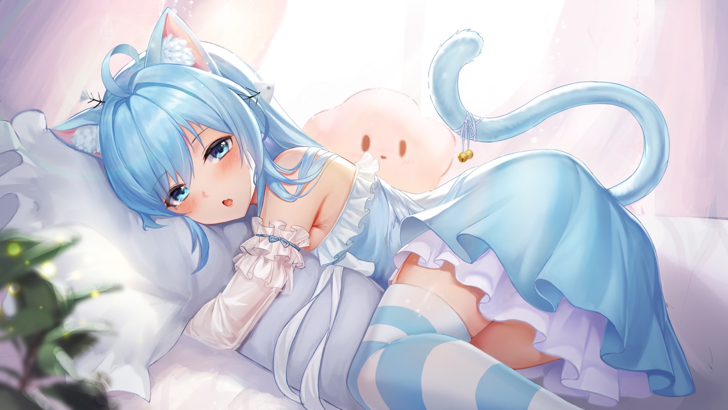 animal_ears nekomimi sramy tail thighhighs