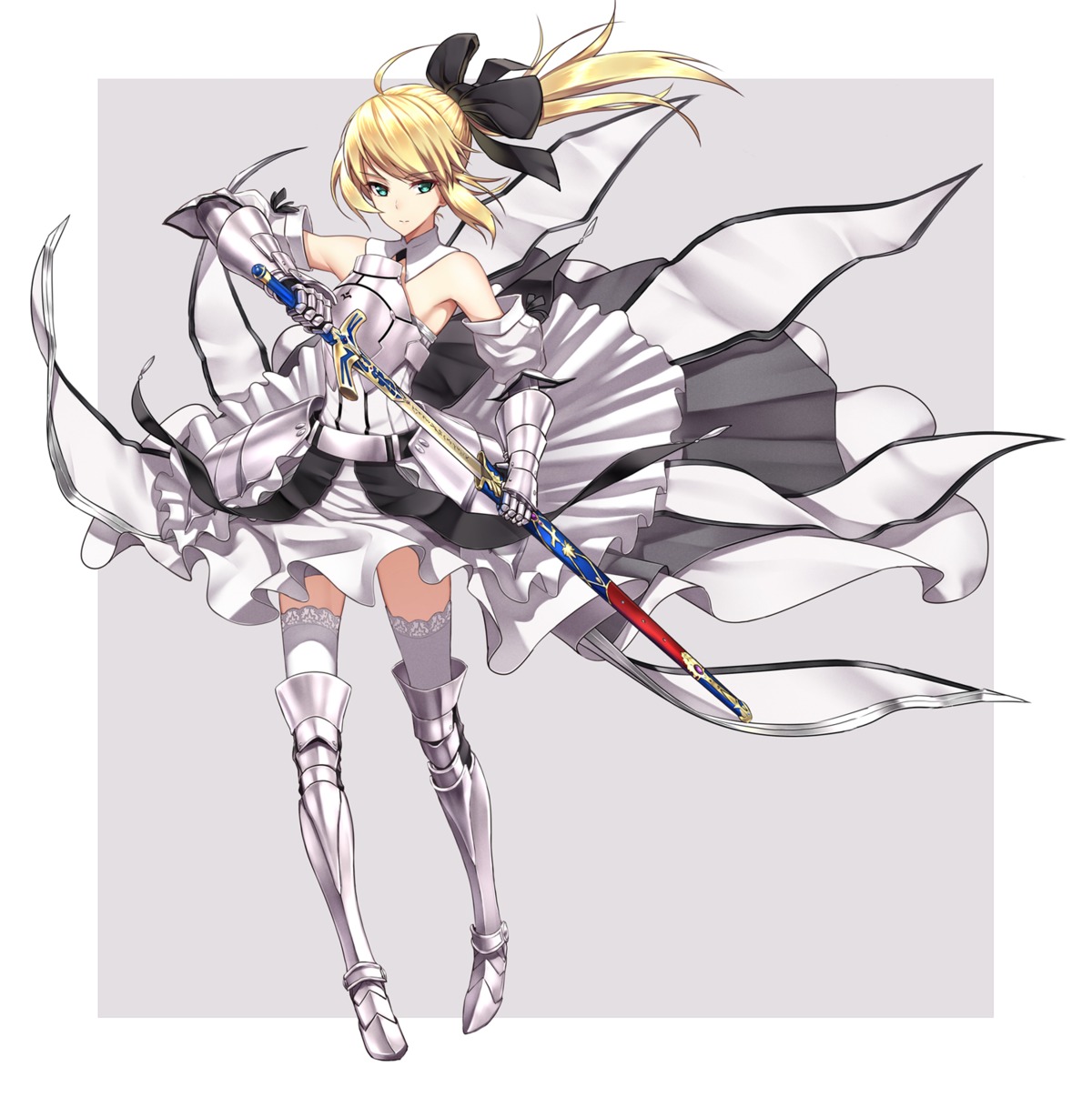 armor dress famepeera fate/stay_night fate/zero saber saber_lily sword thighhighs