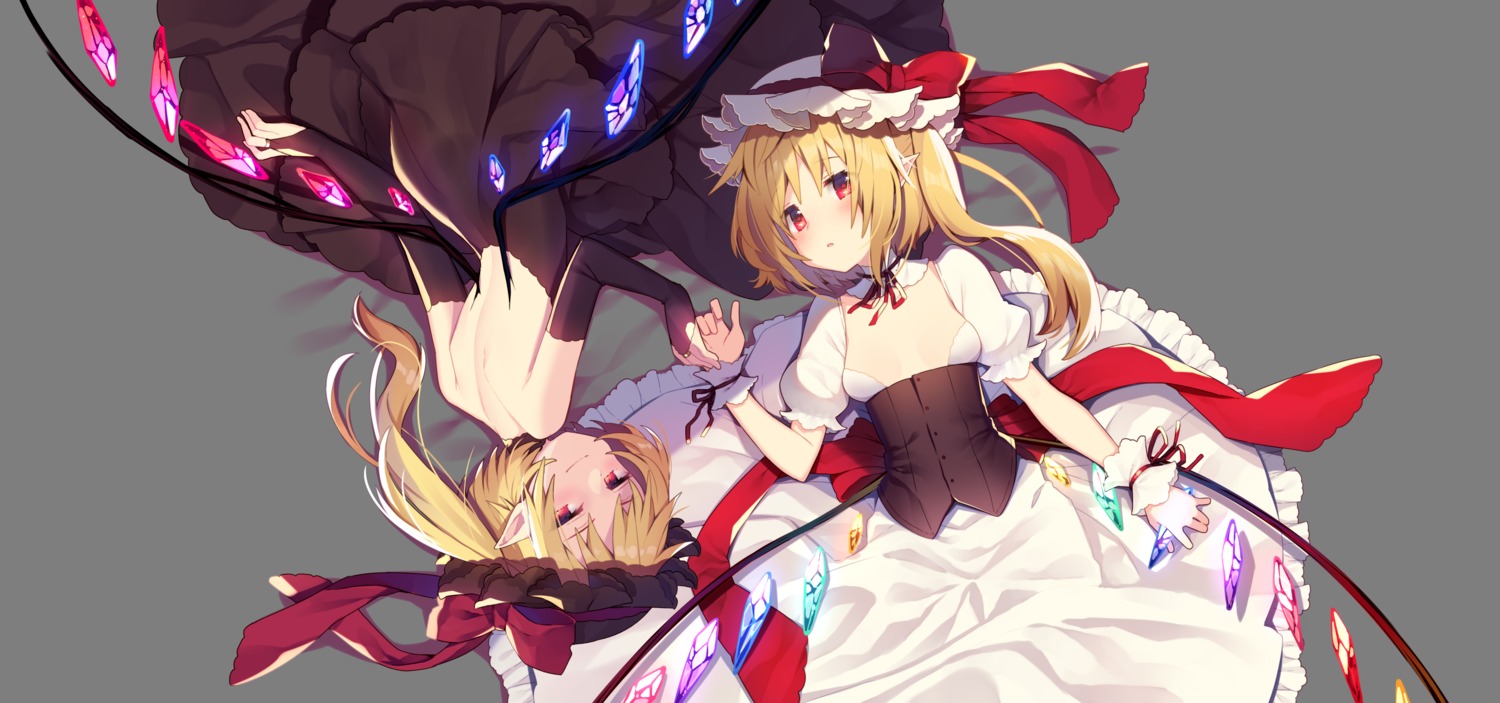dress flandre_scarlet no_bra pointy_ears touhou transparent_png usamata wings