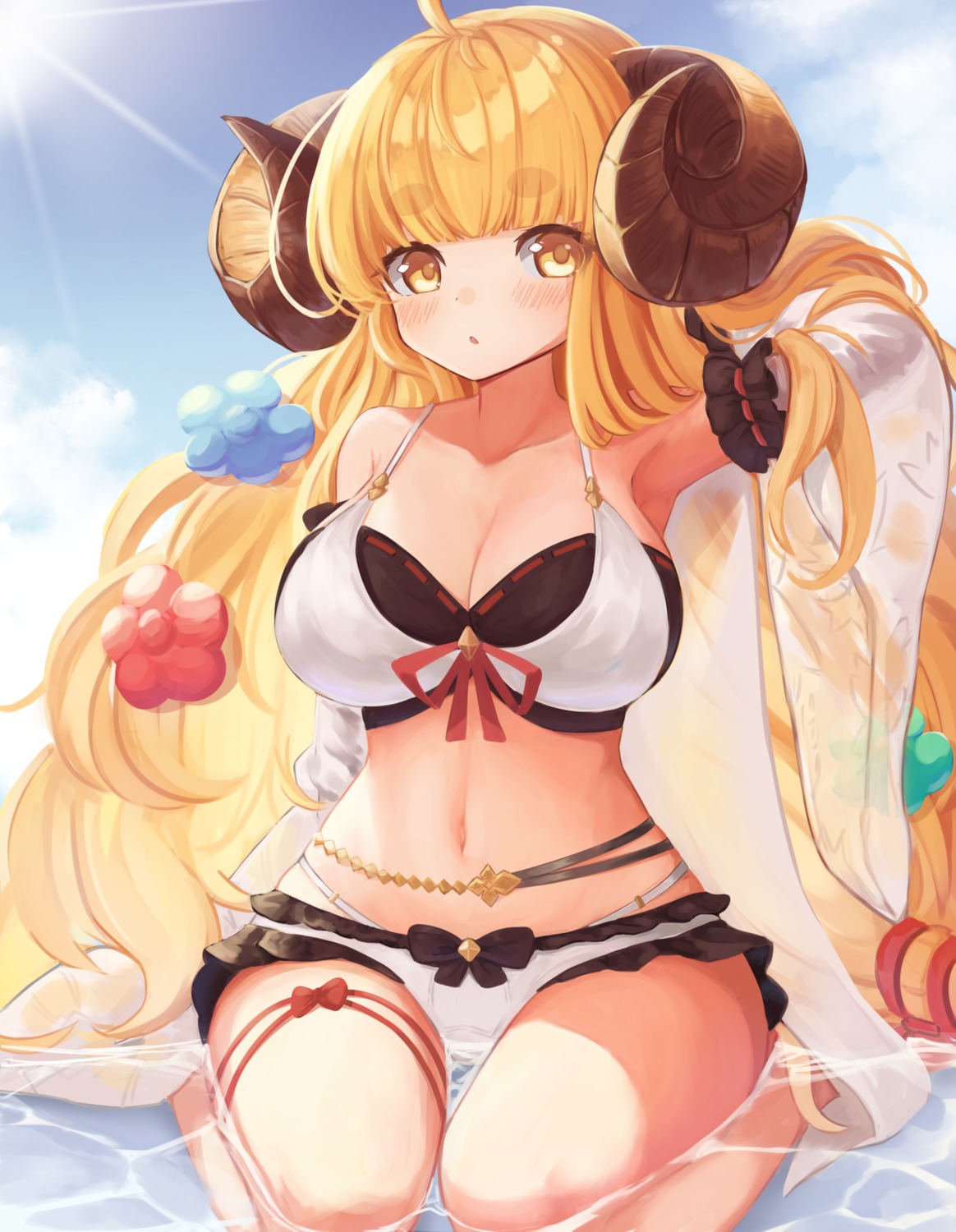 anila_(granblue_fantasy) bikini granblue_fantasy horns klaius swimsuits wet