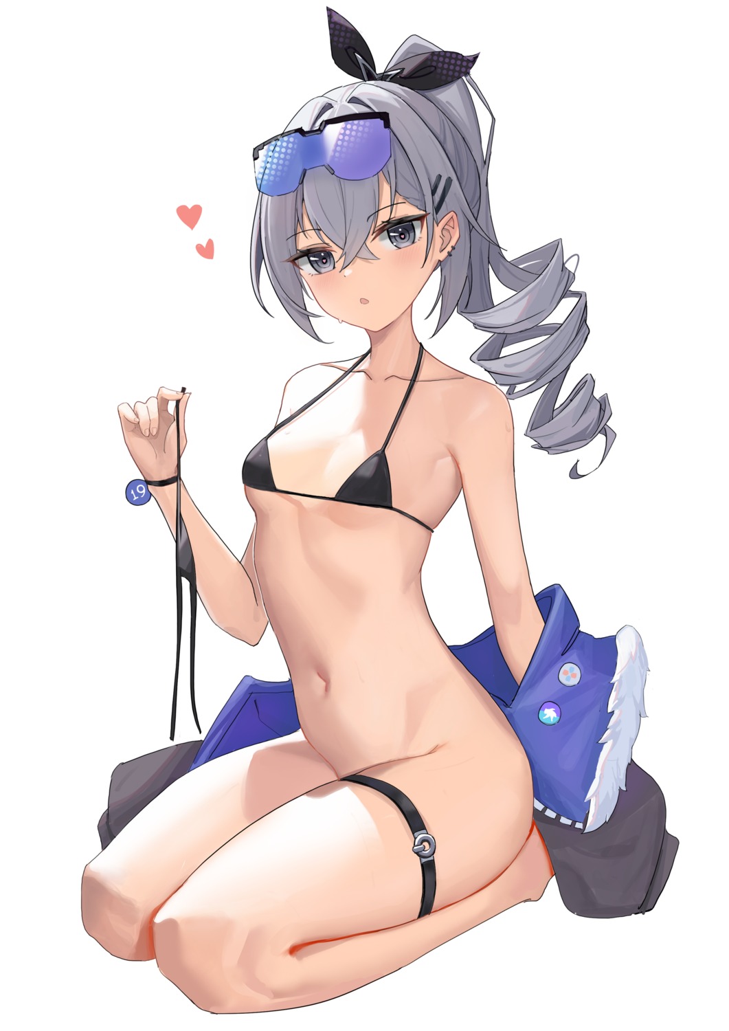 bikini_top bottomless garter honkai:_star_rail megane silver_wolf_(honkai:_star_rail) swimsuits yonacia