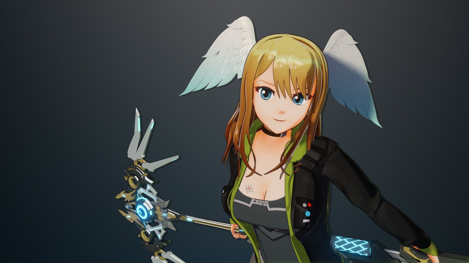 bodysuit cleavage eunie tattoo tuturoopa wallpaper weapon wings xenoblade xenoblade_chronicles_3