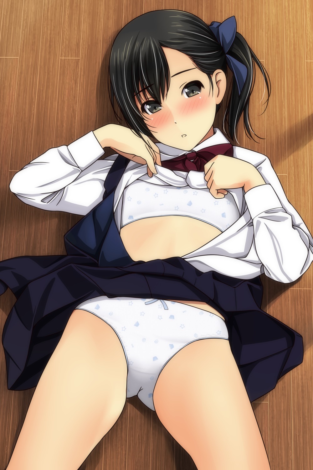 bra matsunaga_kouyou open_shirt pantsu seifuku skirt_lift undressing