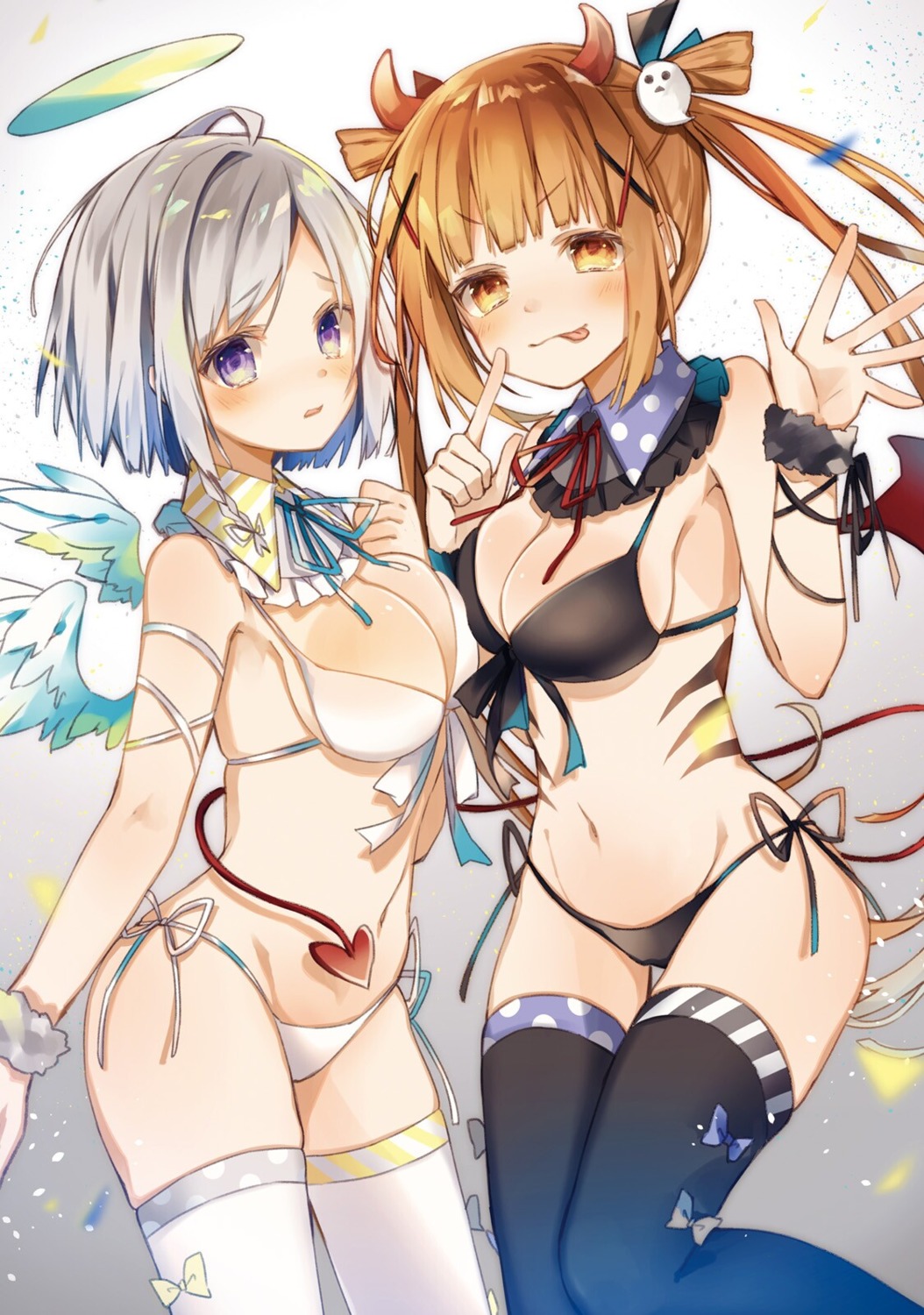 amane_kanata angel bikini hololive horns oshioshio swimsuits tail thighhighs wings