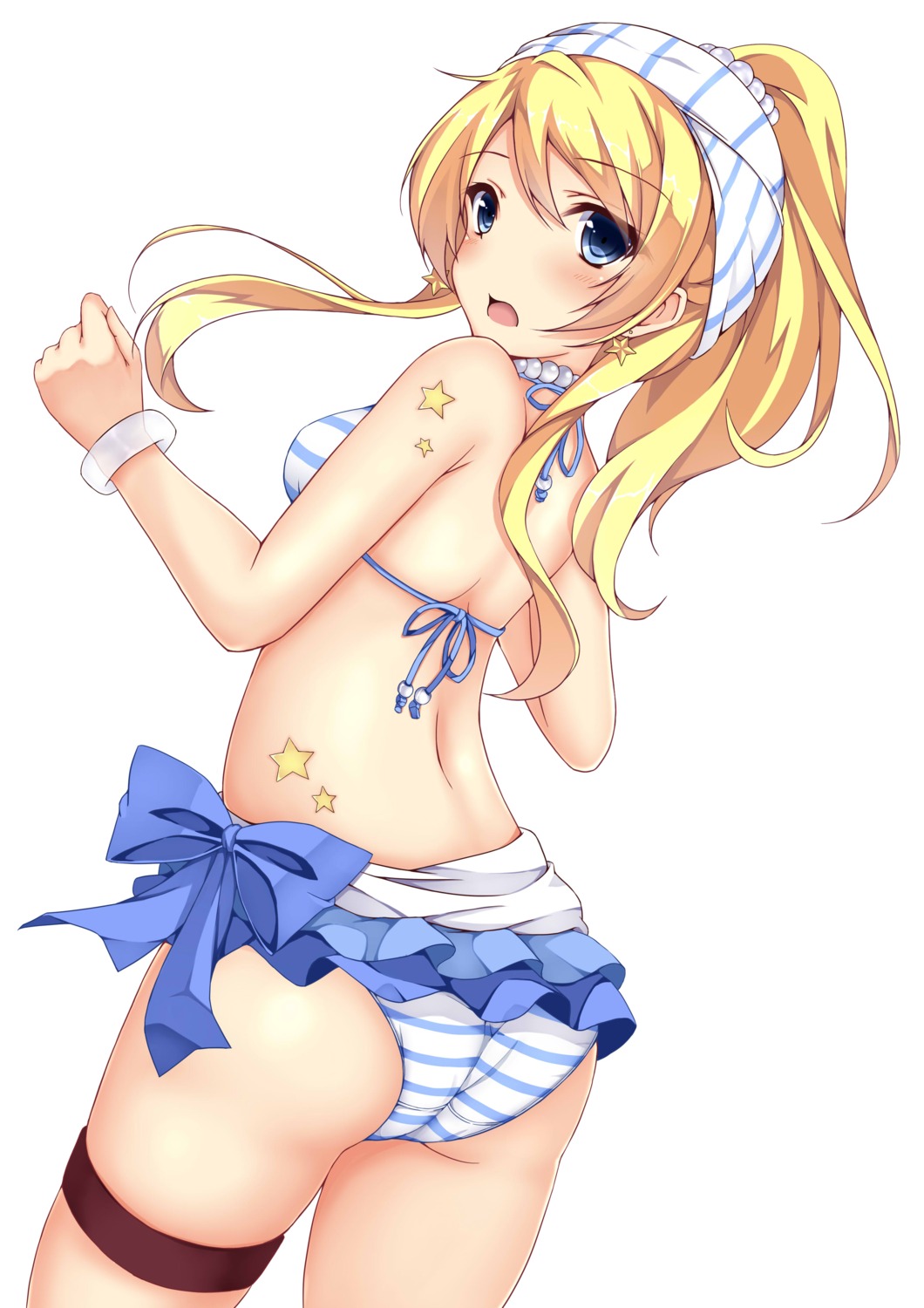 ass ayase_eli bikini fuuma_(humawww) garter love_live! swimsuits