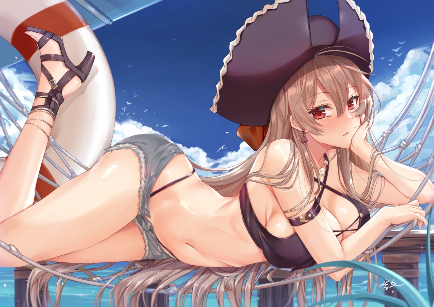 azur_lane bikini cleavage heels jean_bart_(azur_lane) swimsuits tsang_yu_chun