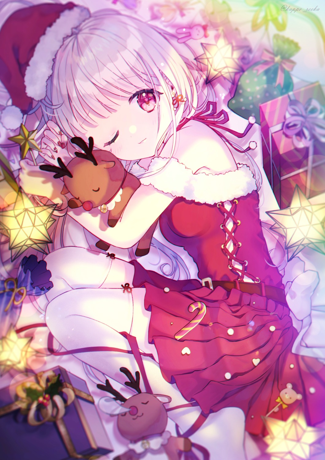 christmas reekaruru skirt_lift thighhighs