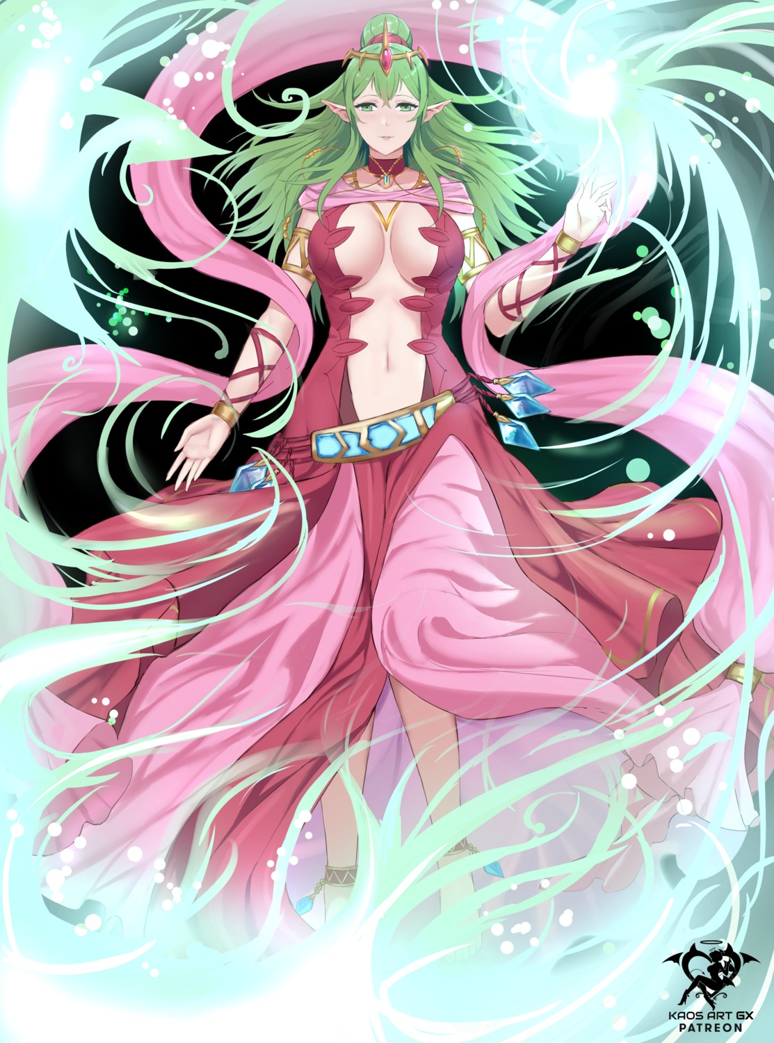 chiki cosplay fire_emblem fire_emblem_awakening fire_emblem_kakusei kaos_art naga_(fire_emblem) no_bra pointy_ears tiki_(fire_emblem)