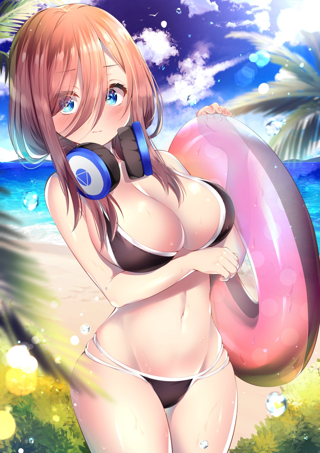 5-toubun_no_hanayome bikini breast_hold nakano_miku nari_(narikashi) swimsuits