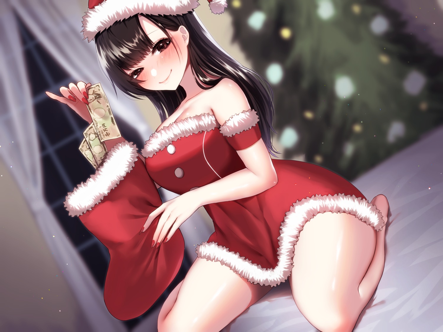 christmas dress no_bra sakiryo_kanna