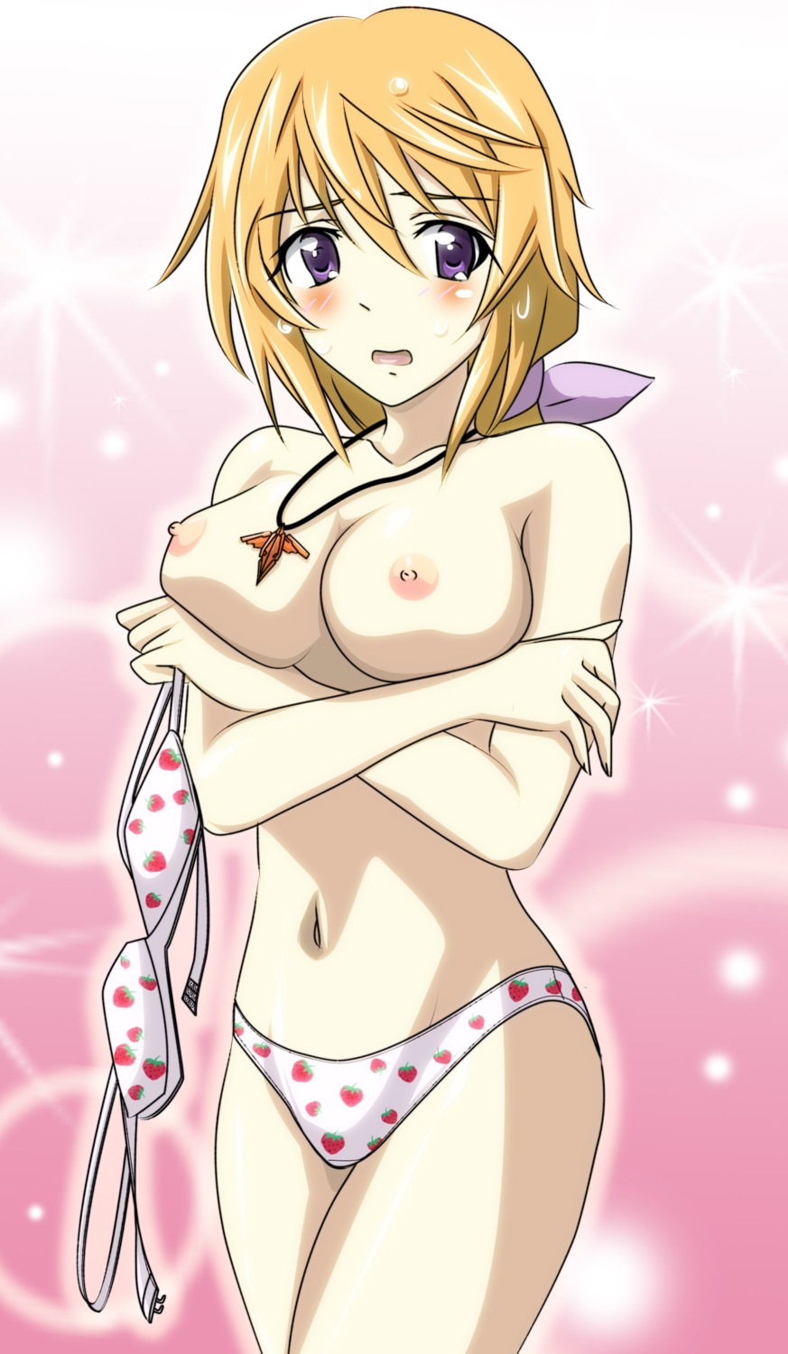 breast_hold charlotte_dunois gentoku infinite_stratos nipples pantsu topless