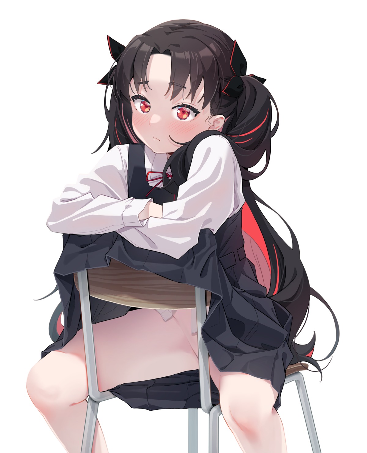 agnam_ore fate/grand_order ishtar_(fate/grand_order) nopan seifuku skirt_lift