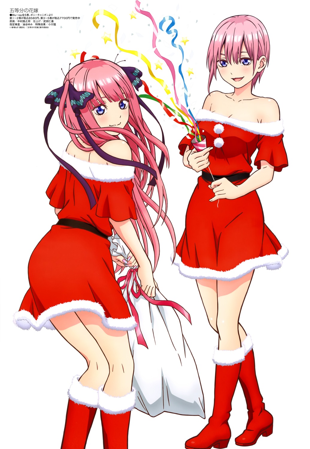 5-toubun_no_hanayome christmas cleavage dress heels nakamura_michinosuke nakano_ichika nakano_nino