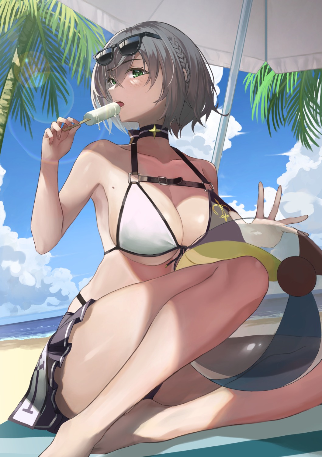 bikini hololive megane saba-kann_(kannsaba) shirogane_noel skirt_lift swimsuits