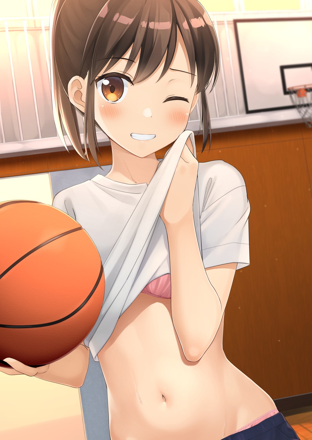 apollo_(hu_maple) basketball bra gym_uniform pantsu shirt_lift