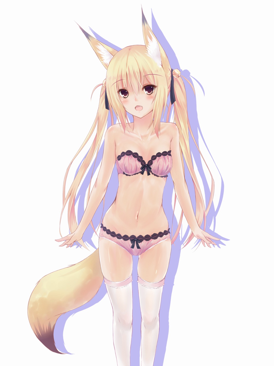 animal_ears bra kitsune pantsu second_heaven tail thighhighs