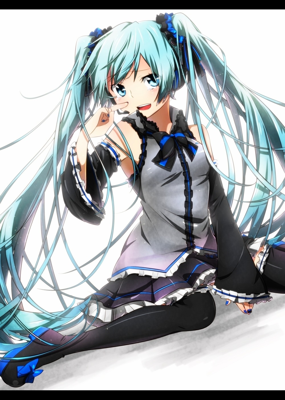 hatsune_miku headphones sakuragi_ren thighhighs vocaloid