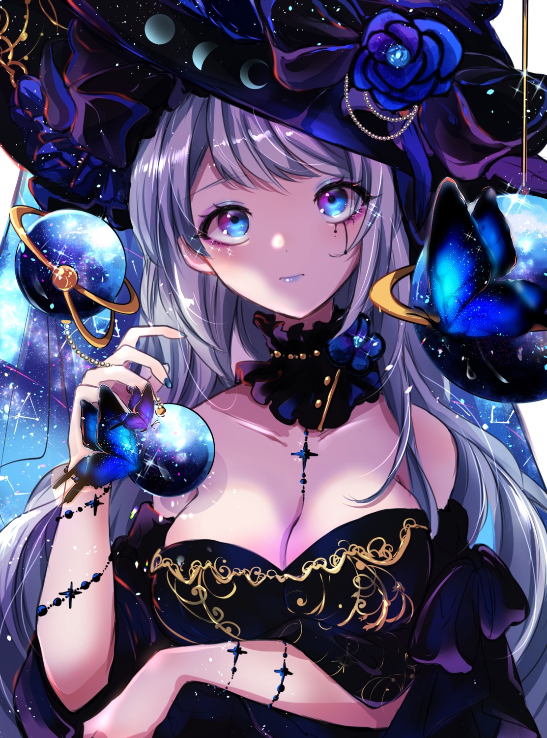 beni_ttt breast_hold cleavage no_bra tattoo witch