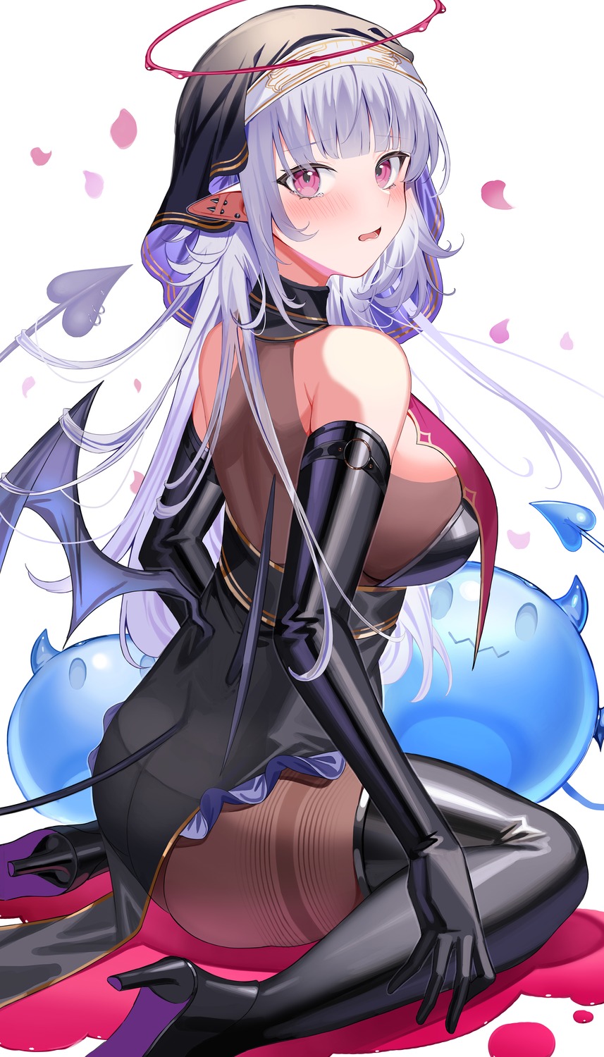 amahara_subaru angel ass devil heels nun pantyhose pointy_ears see_through tail thighhighs wings