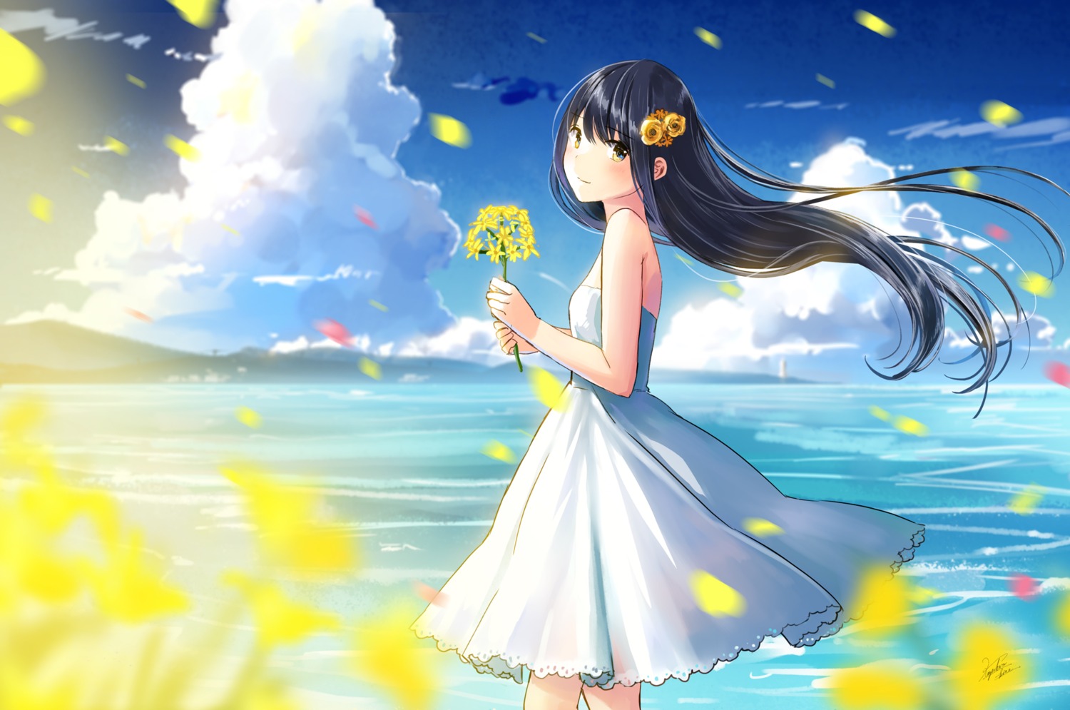 dress kazuharu_kina see_through skirt_lift summer_dress