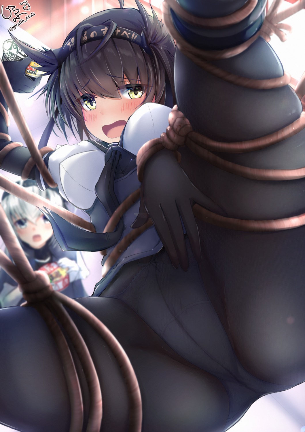 bondage cameltoe giraffe_(ilconte) hatsuzuki_(kancolle) kantai_collection pantsu pantyhose seifuku suzutsuki_(kancolle)