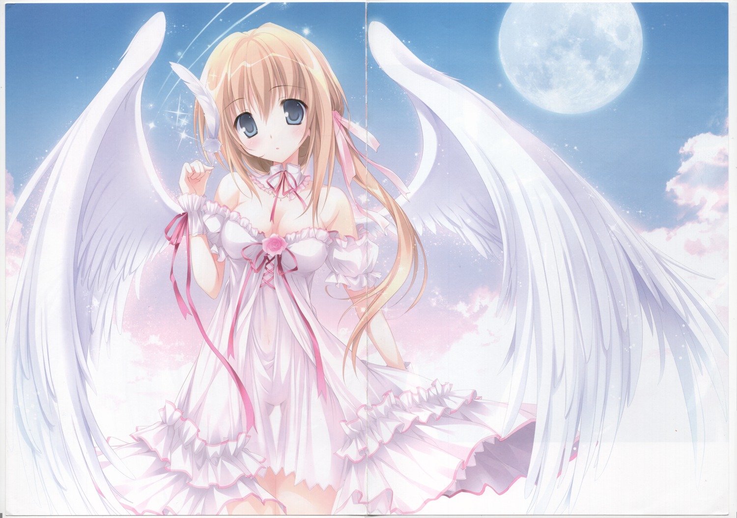 crease dress karory no_bra raw_scan tenshi-chan_(karory) wings