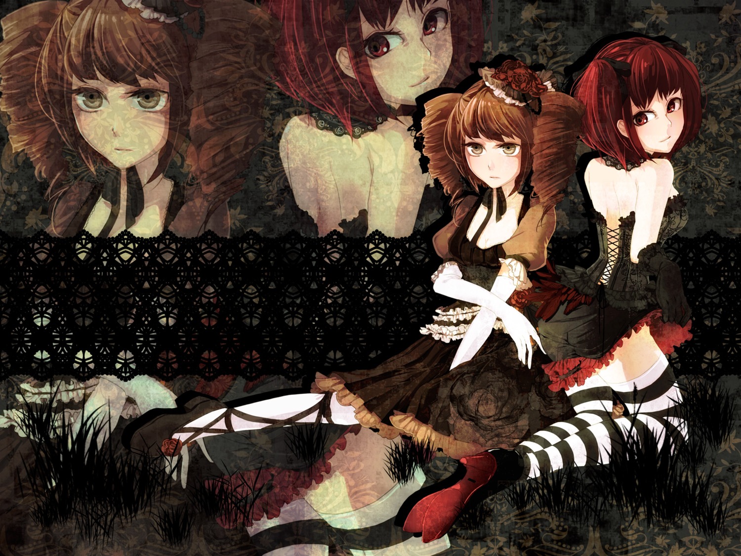 gothic_lolita lolita_fashion memai thighhighs wallpaper