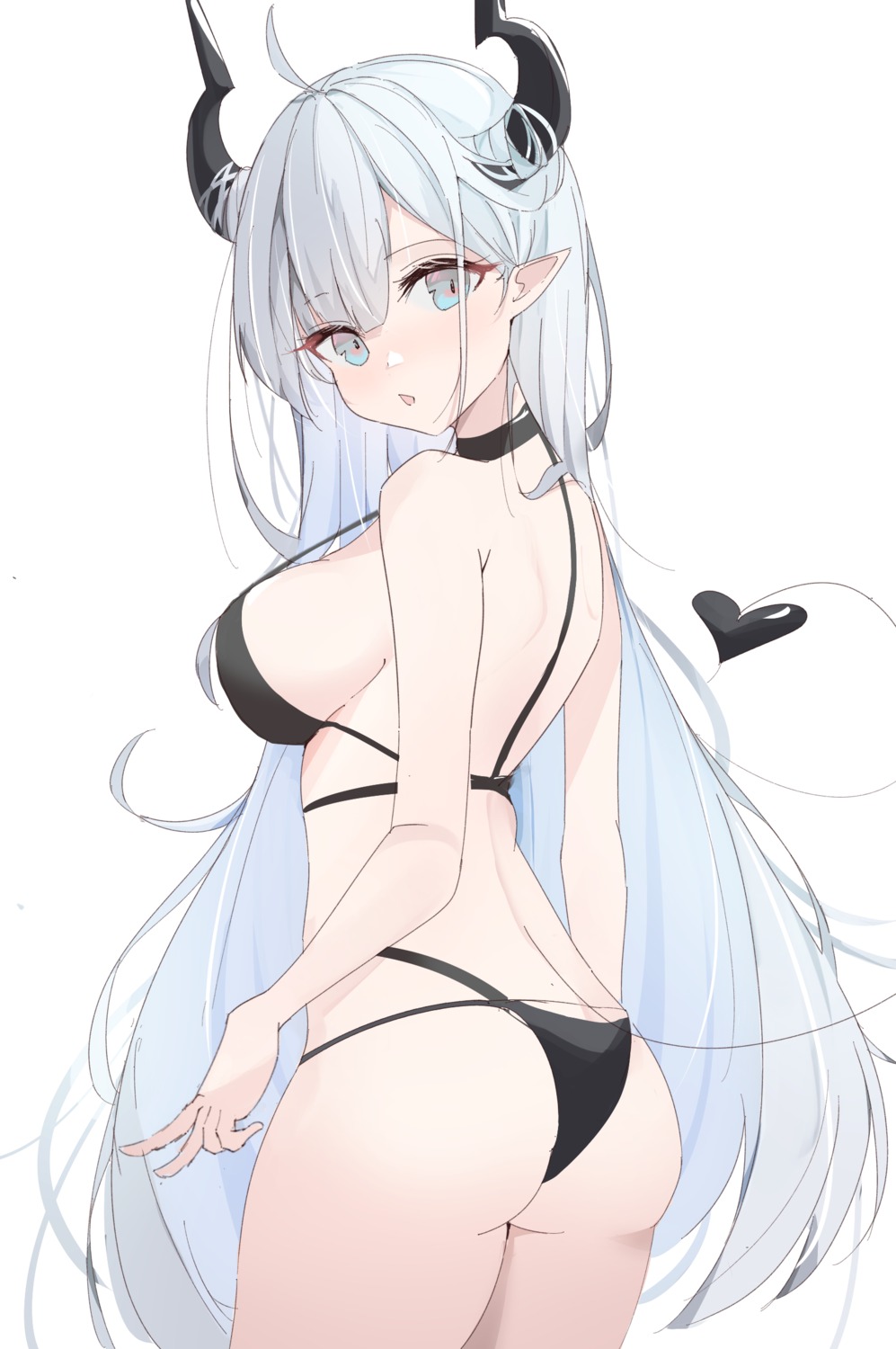 ass bikini horns liyaku pointy_ears swimsuits tail thong