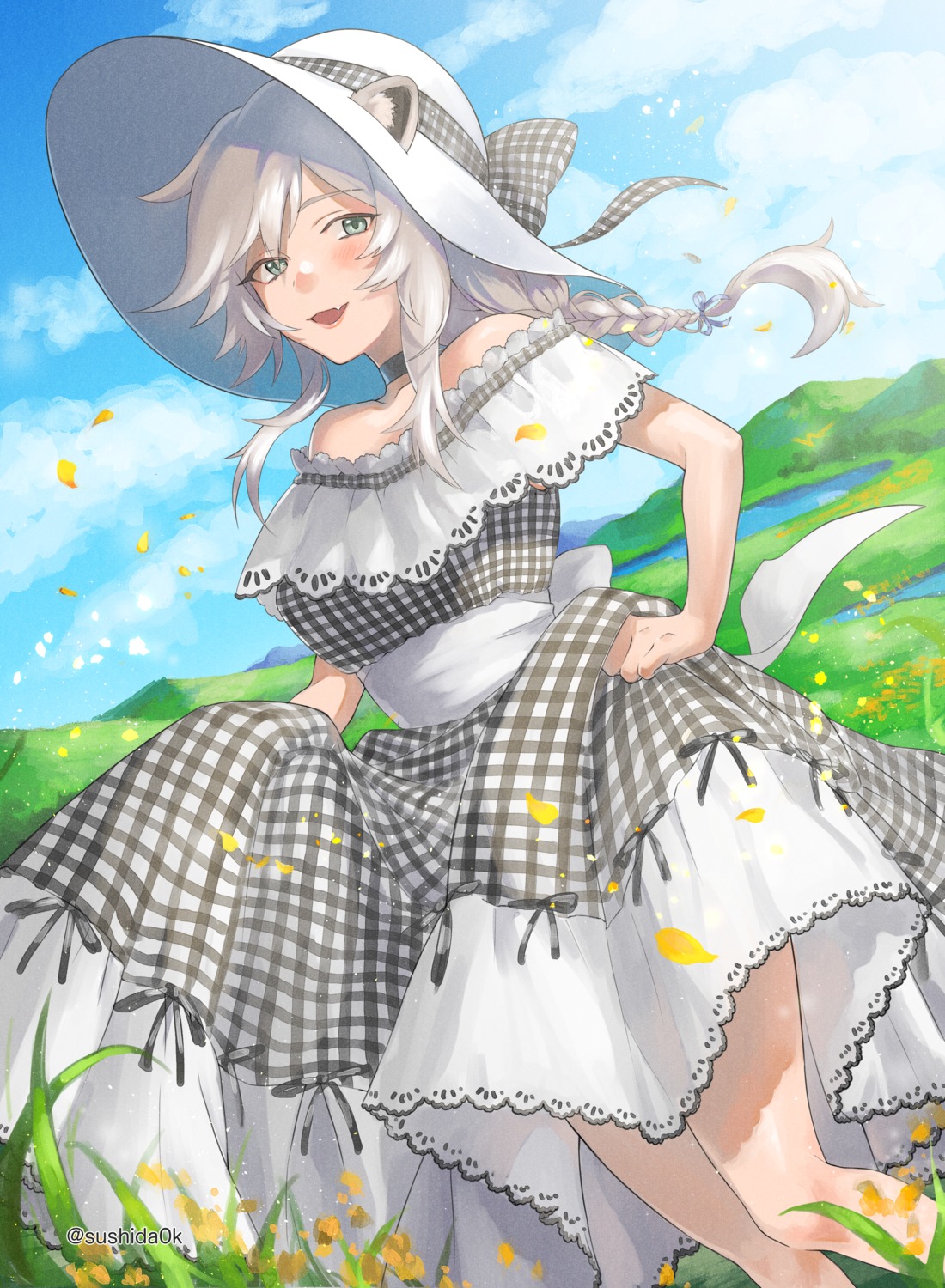 dress hololive shishiro_botan skirt_lift sushida0k