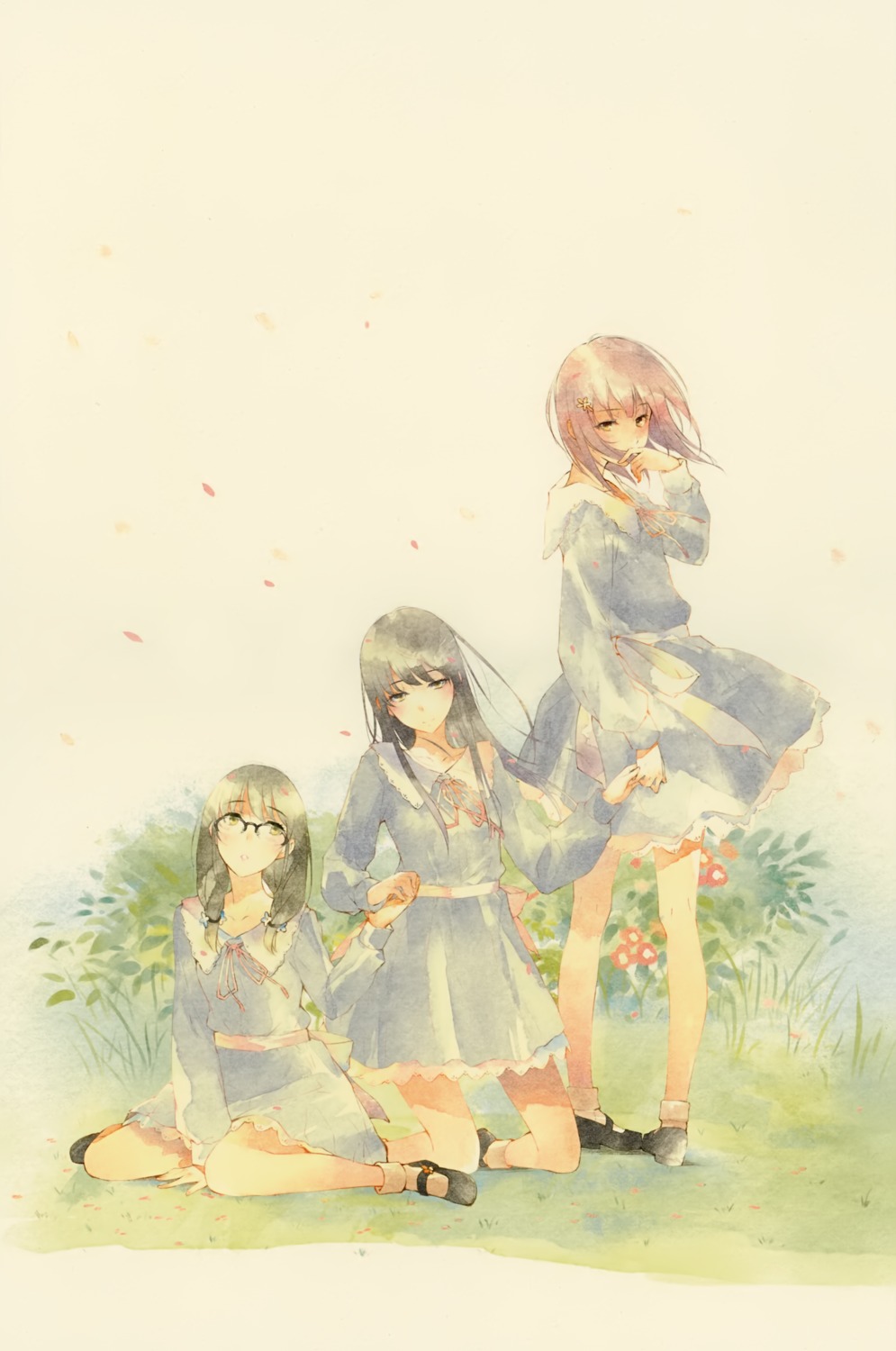 flowers hanabishi_rikka innocent_grey kousaka_mayuri megane seifuku shirahane_suou sugina_miki