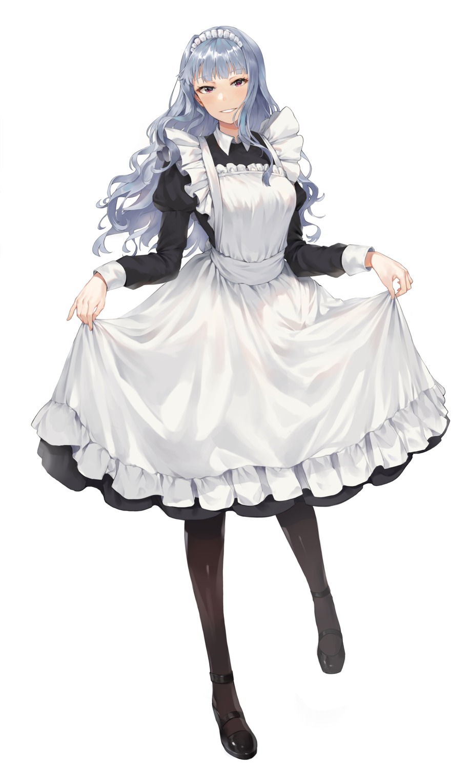 maid pantyhose shijou_takane skirt_lift the_idolm@ster tuxedo_de_cat