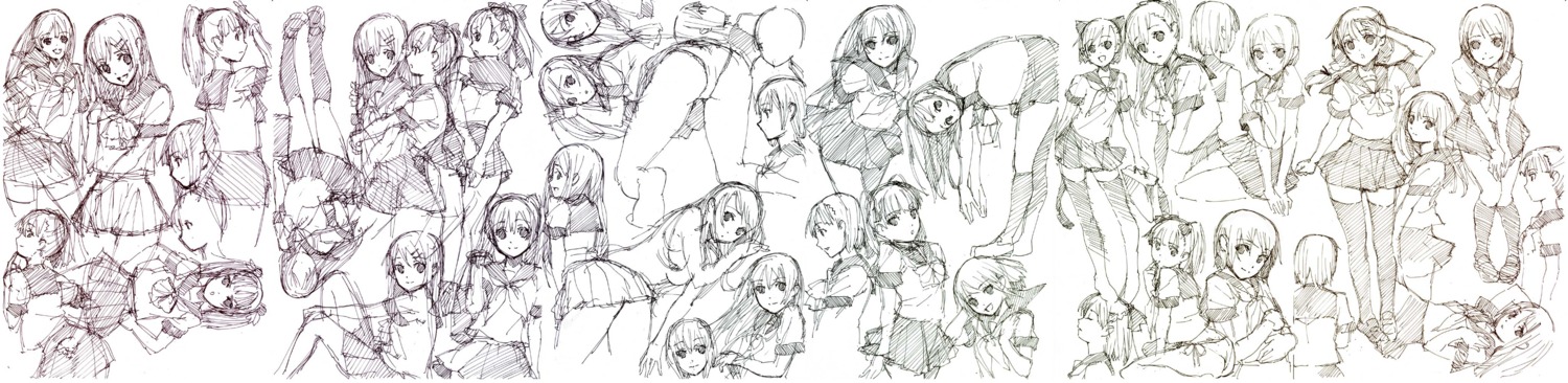 kage_yuu monochrome pantsu seifuku sketch thighhighs