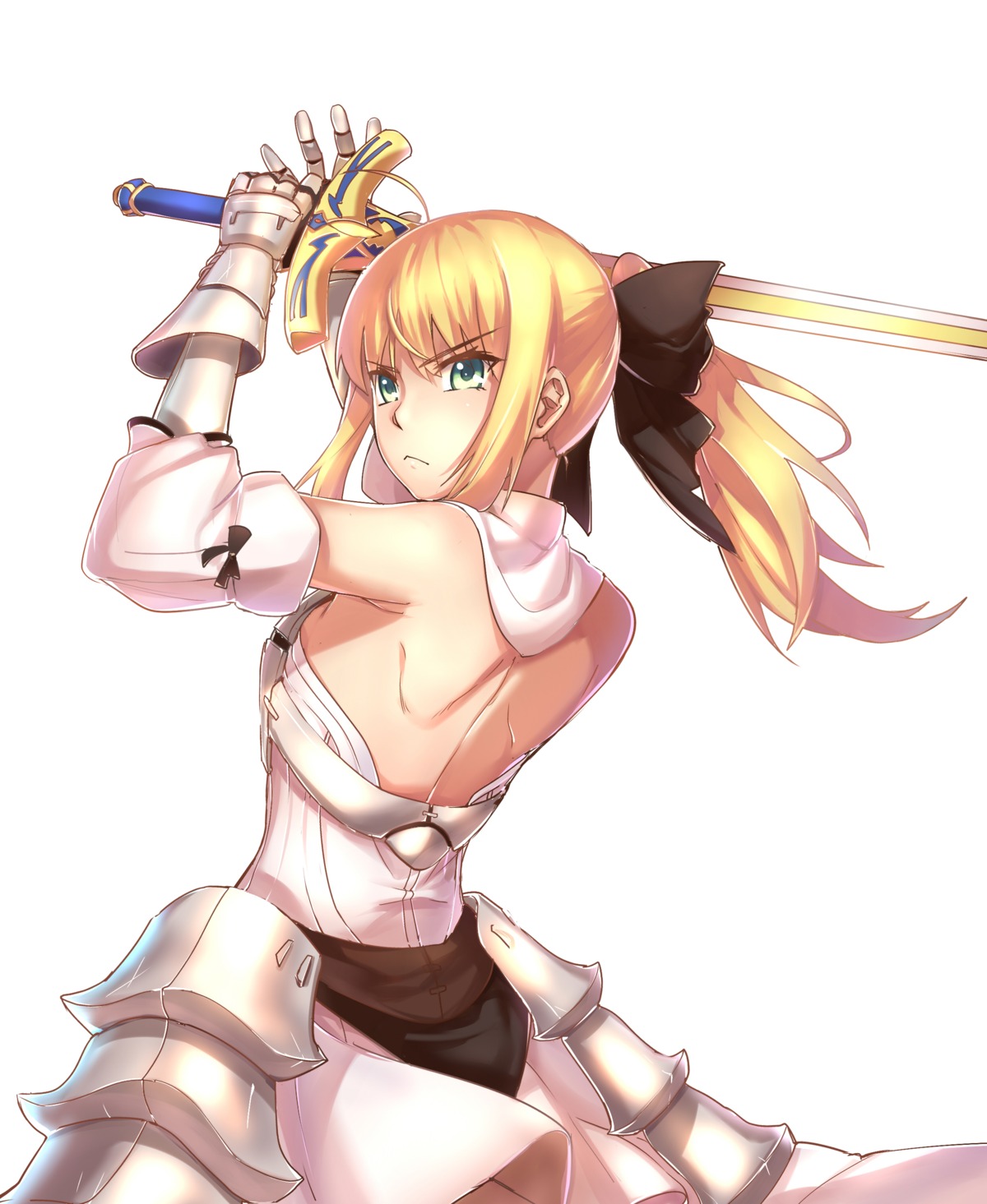 armor dress fate/extra fate/stay_night ling_luo_xi_yang no_bra saber saber_lily sword