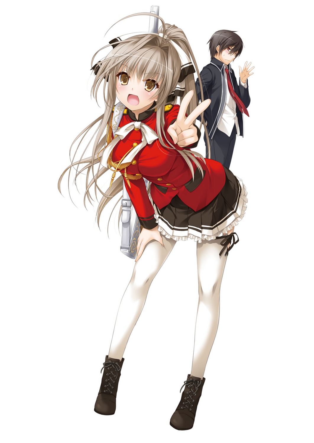 amagi_brilliant_park gun kanie_seiya nakajima_yuka seifuku sento_isuzu thighhighs uniform