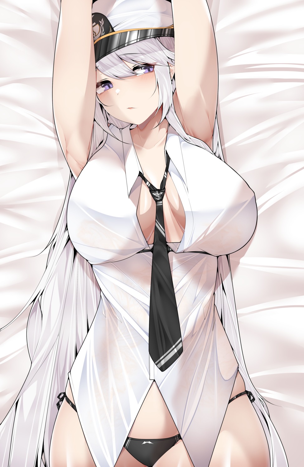 azur_lane enterprise_(azur_lane) erect_nipples no_bra open_shirt pantsu samip string_panties