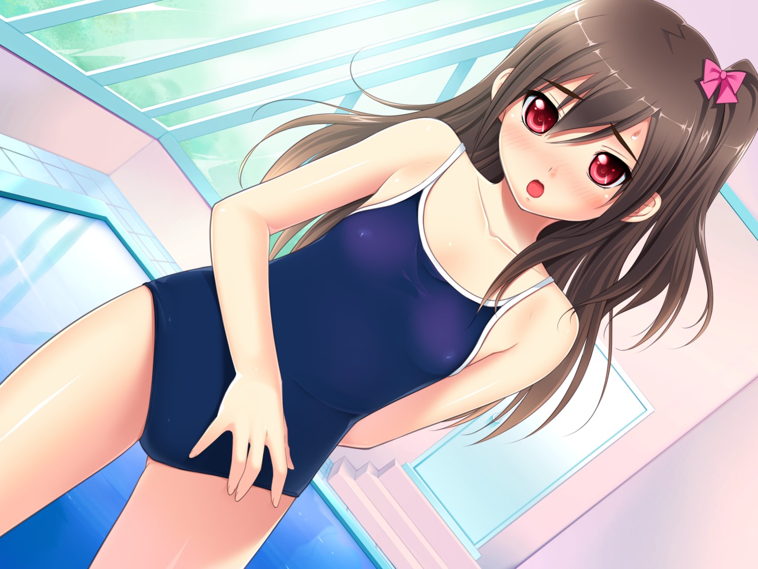 game_cg hanano_misaki nonohara_miki school_swimsuit swimsuits tanuki-soft tonari_no_puu-san