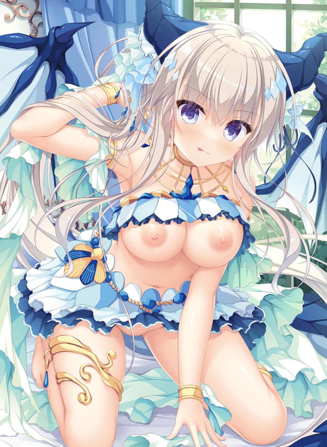 breasts detexted digital_version drapri_guu-ta-life drapri_guu-ta-life_3 garter horns iris_(drapri_guu-ta-life) nipples no_bra nopan shirt_lift skirt_lift tail takano_yuki whirlpool wings