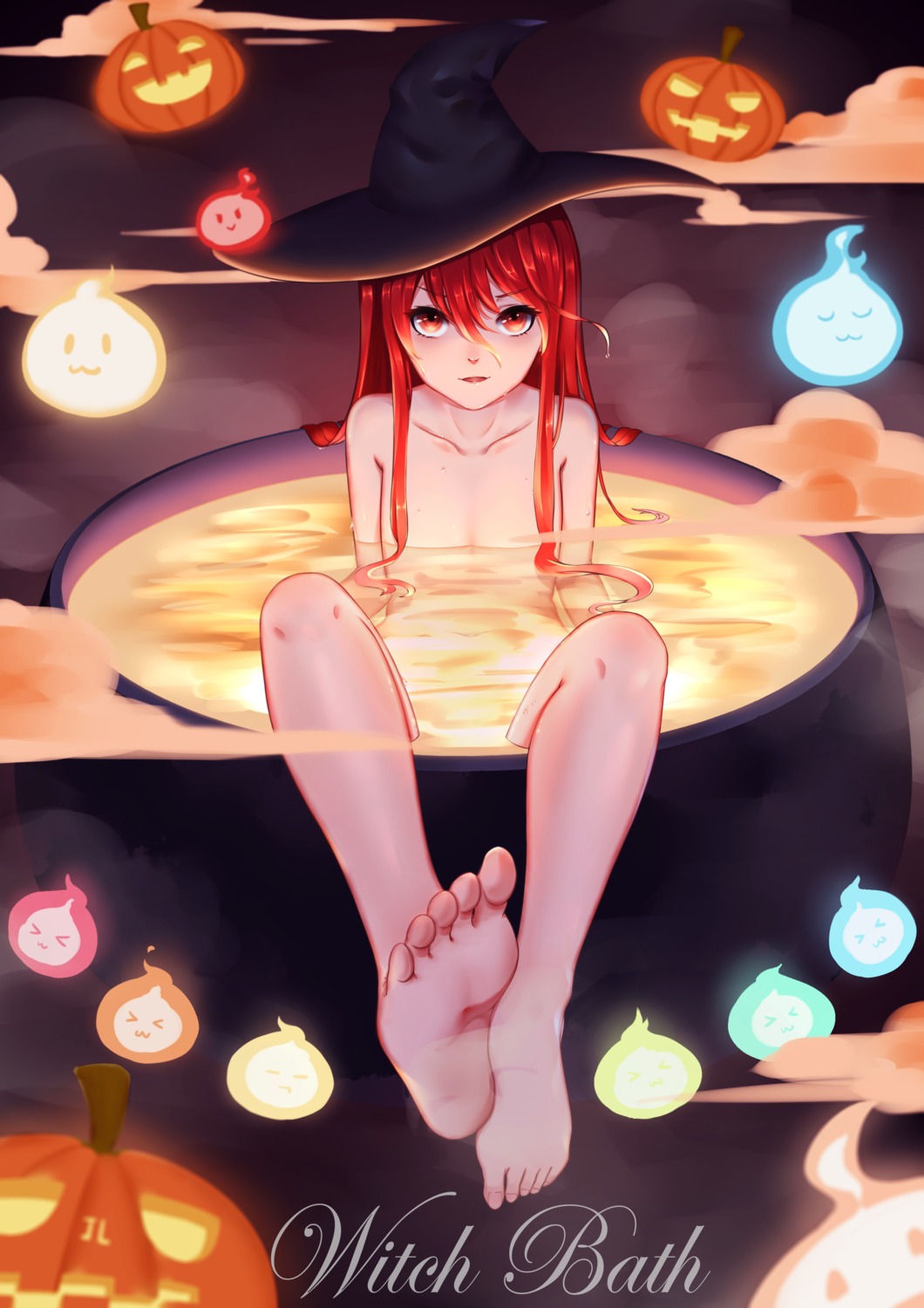 bathing feet halloween jiliang_jiying_yumao loli naked wet witch