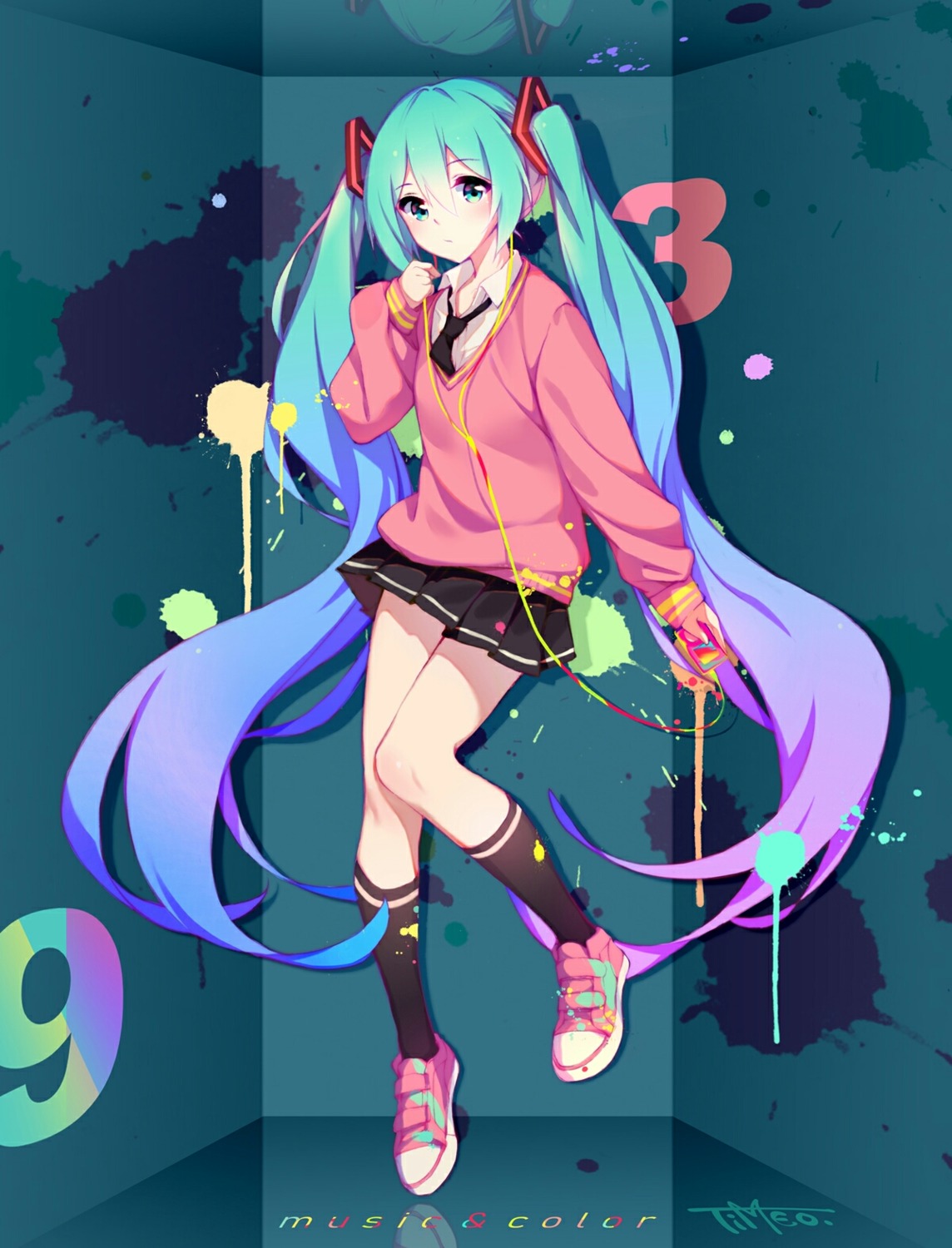 hatsune_miku seifuku sweater timeo vocaloid