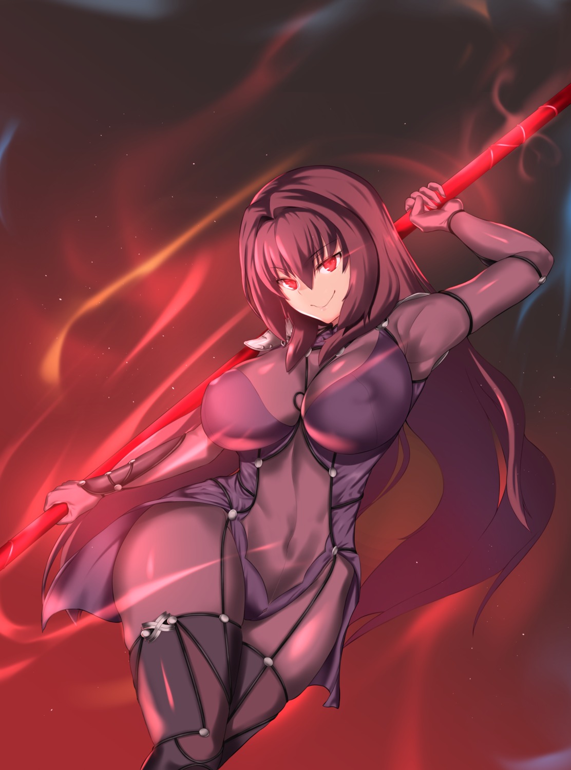 aster_crowley bodysuit erect_nipples fate/grand_order scathach_(fate/grand_order) weapon