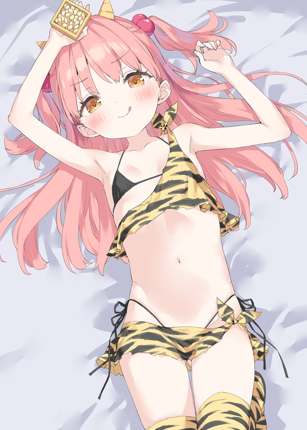 bikini horns kani_biimu loli mikane_sebiri swimsuits thighhighs