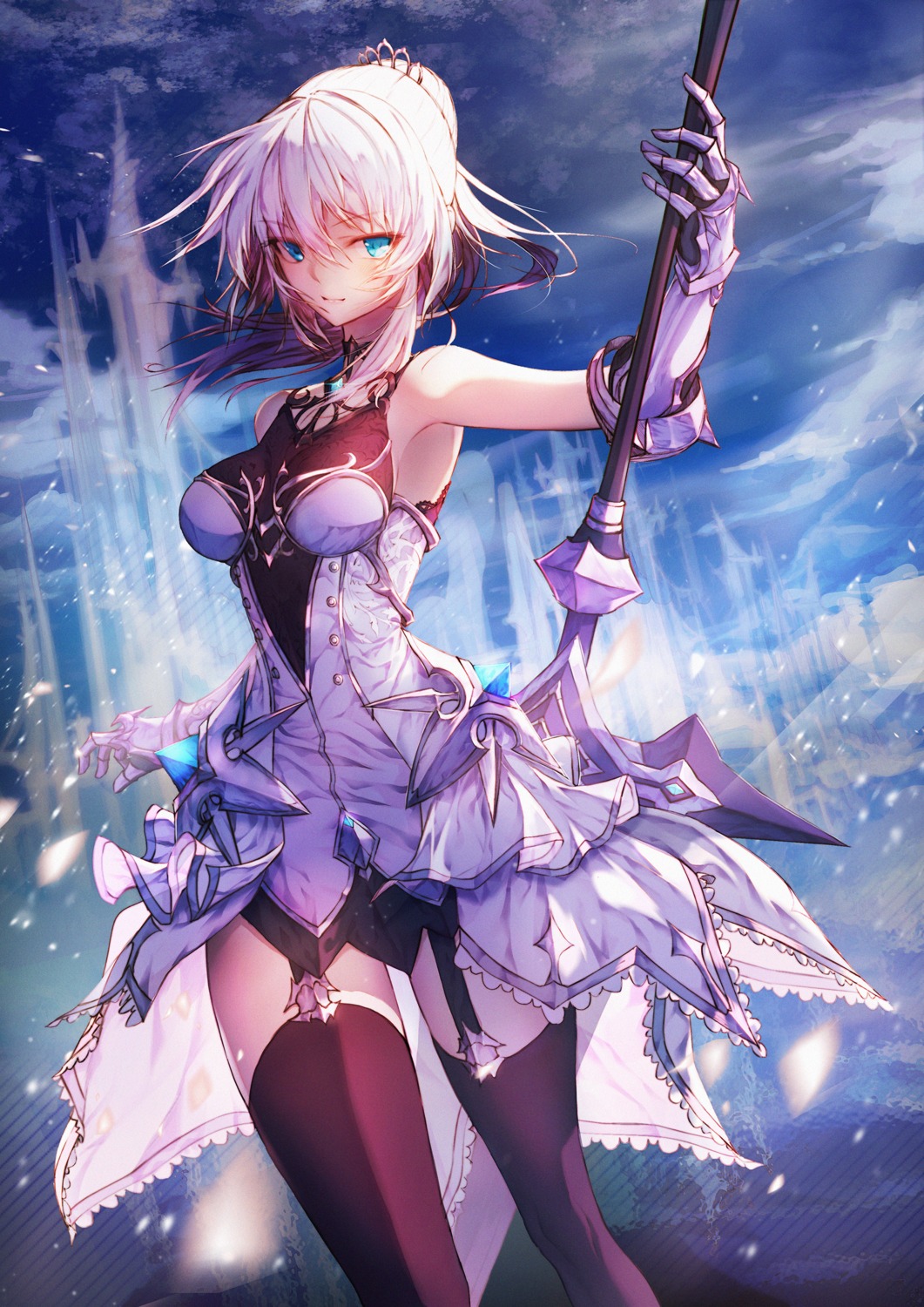 armor king's_raid roon scarlet_(king's_raid) stockings thighhighs weapon