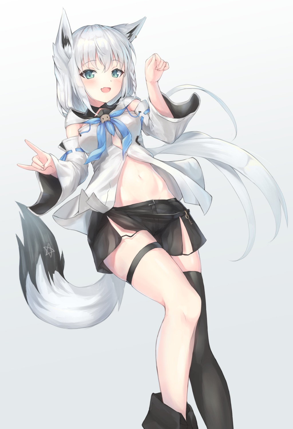 animal_ears garter hololive hololive_gamers kitsune parfait shirakami_fubuki tail thighhighs