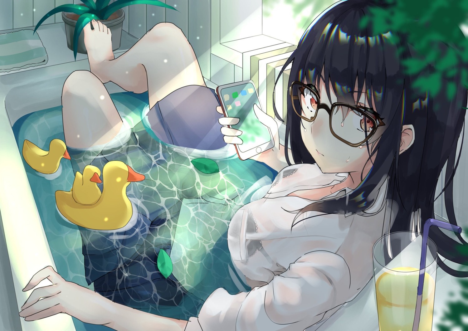 bra feet megane see_through seifuku wet wet_clothes yufou